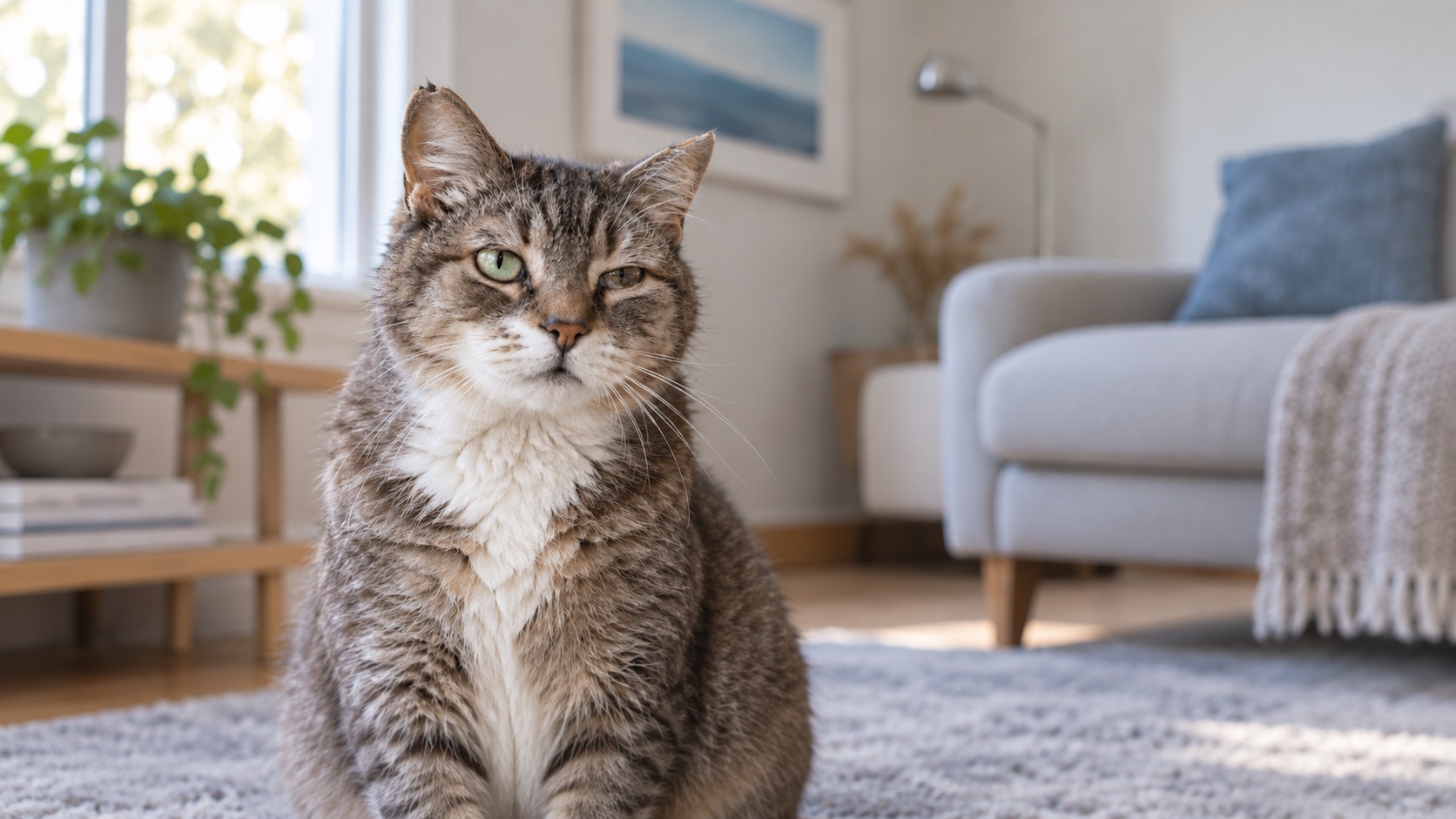 Ältere Katze mit leicht asymmetrischem Blick als Symbolbild für einen Artikel über Meningeome bei Katzen